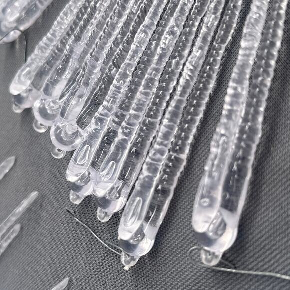 40 VTG Clear Plastic Icicle Ornaments 3 Prong 6” Christmas Winter Holiday Retro - Picture 11 of 16